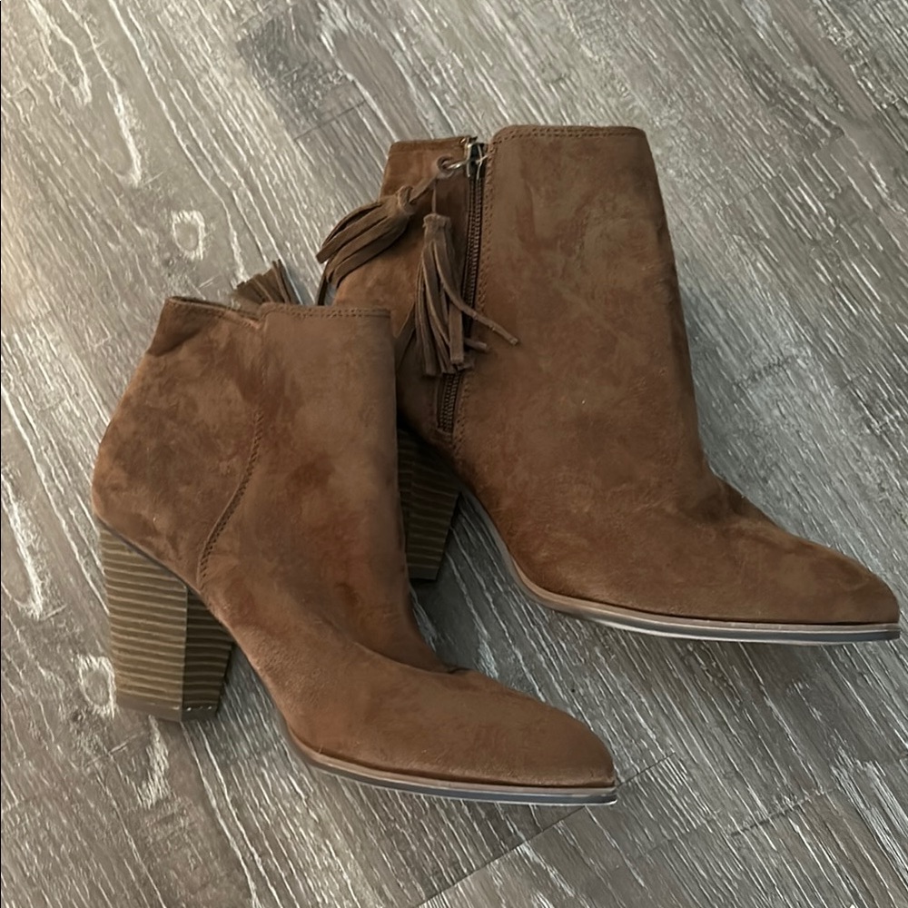 Merona Brown Suede Ankle Booties with Tassels